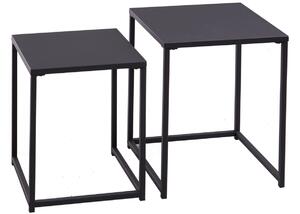 Moebel Living Set dvou černých kovových odkládacích stolků Durma 40/35 x 40/30 cm