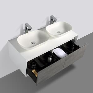 Toaletní stolek Fiona 1200 bílý mat - betonové nebo dubové čelo