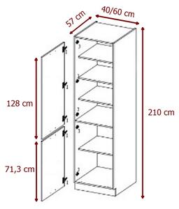 Kuchyňská skříňka vysoká CHAMONIX 40 DK-210 2F, 40x210x57, dub ferrara/legno tmavé