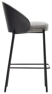 Šedá čalouněná barová židle Kave Home Eamy II. 65 cm