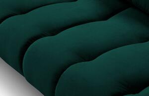 Zelená sametová rohová pohovka MICADONI MALVIN 301 cm, pravá