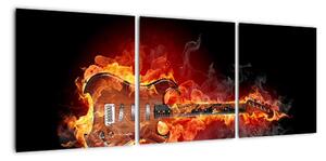 Hořící kytara - obraz (90x30cm)
