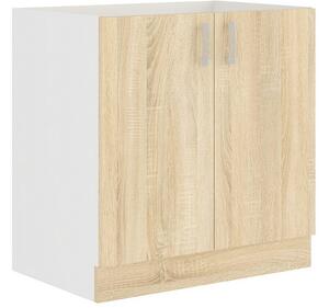 Kuchyňská skříňka dřezová AVRIL 80 ZL 2F BB + kuchyňský dřez, 80x82x48, bílá/sonoma