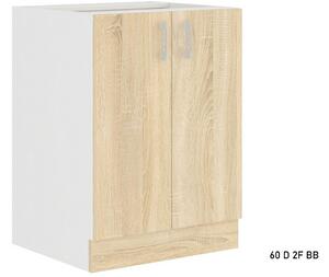 Kuchyňská skříňka dolní dvoudveřová SARA 60 D 2F BB, 60x82x48, bílá/sonoma