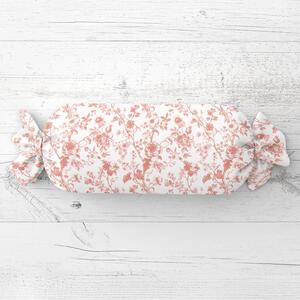 Biante Polštář válec bonbon Sandra SA-640 Lososové květiny na bílém 15x40 cm