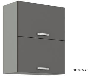 Kuchyňská skříňka horní dvoudveřová GREY 60 GU-72 2F, 60x71,5x31, šedá/šedá lesk