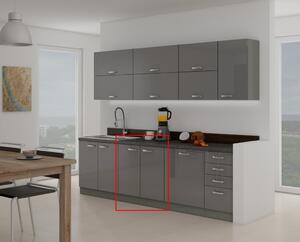 Kuchyňská skříňka dolní dvoudveřová s pracovní deskou GREY 80 D 2F, 80x85x60, šedá/šedá lesk