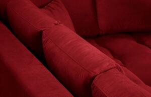 Červená sametová rohová pohovka MICADONI MALVIN 301 cm, pravá