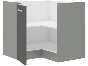 Kuchyňská skříňka dolní rohová GREY 90x90DN 2F BB, 90/90x84,4x52, šedá/šedá lesk