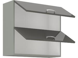 Kuchyňská skříňka horní dvoudveřová GREY 80 GU-72 2F, 80x71,5x31, šedá/šedá lesk