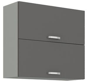 Kuchyňská skříňka horní dvoudveřová GRISS 80 GU-72 2F, 80x71,5x31, šedá/šedá lesk