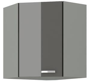 Kuchyňská skříňka horní rohová GRISS 58x58 GN-72 1F, 58,5x58,5x71,5,5x31, šedá/šedá lesk