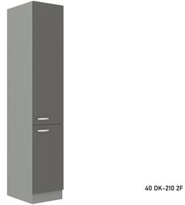 Kuchyňská skříňka vysoká GRISS 40 DK-210 2F, 40x210x57, šedá/šedá lesk