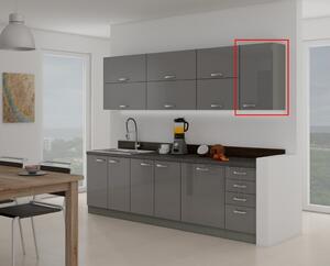 Kuchyňská skříňka horní svislá GRISS 40 G-72 1F, 40x71,5x31, šedá/šedá lesk