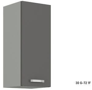 Kuchyňská skříňka horní svislá GREY 30 G-72 1F, 30x71,5x31, šedá/šedá lesk