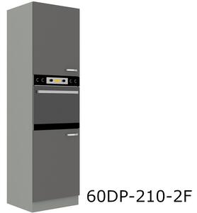 Kuchyňská skříňka vestavná vysoká GREY 60 DP-210 2F, 60x210x57, šedá/šedá lesk