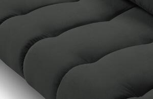 Tmavě šedá sametová rohová pohovka MICADONI MALVIN 301 cm, pravá