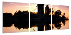 Fotka větrných mlýnů - obraz (90x30cm)