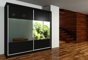 Skříň s posuvnými dveřmi a zrcadlem IRINA, 200x216x61, černá