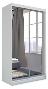 Skříň s posuvnými dveřmi a zrcadlem DEBORA + Tichý dojezd, 150x216x61, bílá