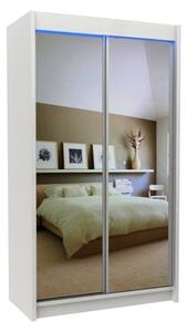 Skříň s posuvnými dveřmi a zrcadlem ROBERTA + Tichý dojezd, 120x216x61, bílá