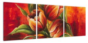Obraz tulipánů na stěnu (90x30cm)