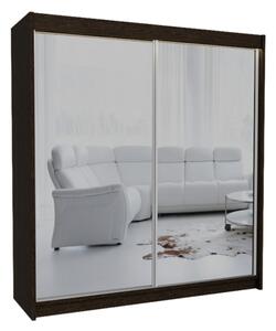 Skříň s posuvnými dveřmi a zrcadlem ROBERTA + Tichý dojezd, 200x216x61, wenge