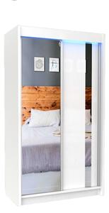 Skříň s posuvnými dveřmi a zrcadlem GAJA + Tichý dojezd, 120x216x61, bílá