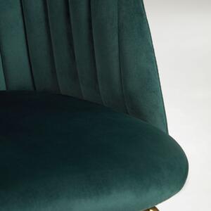 Kave Home Smaragdově zelená sametová jídelní židle LaForma Lumina se zlatou podnoží