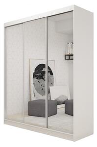 Skříň s posuvnými dveřmi a zrcadlem ROBERTA, 180x216x61, bílá