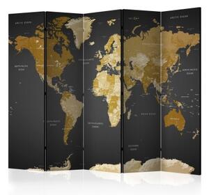 Paraván - Room divider - World map on dark background