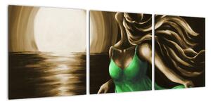 Obraz ženy v zeleném (90x30cm)