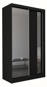 Skříň s posuvnými dveřmi a zrcadlem GRACJA + Tichý dojezd, 150x216x61, černá
