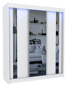 Skříň s posuvnými dveřmi a zrcadlem GAJA + Tichý dojezd, 180x216x61, bílá