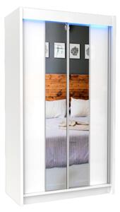 Skříň s posuvnými dveřmi a zrcadlem LUZON+ Tichý dojezd, 120x216x61, bílá