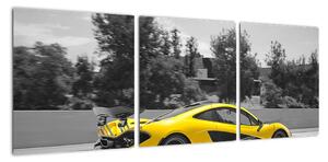 Žluté sportovní auto - obraz (90x30cm)