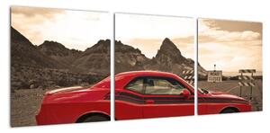 Červené auto - obraz (90x30cm)