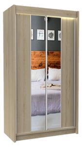 Skříň s posuvnými dveřmi a zrcadlem LUZON, 120x216x61, sonoma
