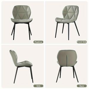 Jídelní židle – sada 2 kusů, design z poloviny století, potah boucle, kovový rám, barva šedá