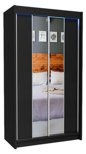 Skříň s posuvnými dveřmi a zrcadlem TOMASO, 120x216x61, černá