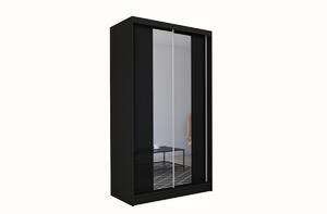 Skříň s posuvnými dveřmi a zrcadlem TOMASO, 150x216x61, černá