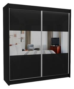 Skříň s posuvnými dveřmi a zrcadlem ROXANA, 200x216x61, wenge