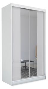 Skříň s posuvnými dveřmi a zrcadlem TOMASO, 150x216x61, bílá