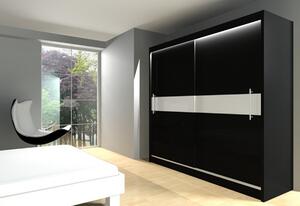 Skříň s posuvnými dveřmi NICOLE, 200x216x61, černá/bílé sklo