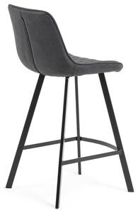 Grafitově černá koženková barová židle Kave Home Adela 66 cm