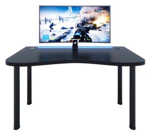 Počítačový herní stůl Y2 s LED, 135x73-76x65, černá/černé nohy
