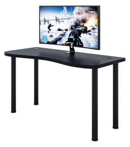 Počítačový herní stůl CODE Y1, 135x73-76x65, černá/černé nohy + USB HUB