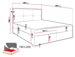 Moderní boxspring postel Agger 180x200, černá Itaka