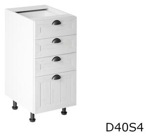 Kuchyňská skříňka dolní šuplíková PROWANSJA D40S4, 40x82x47, bílá/sosna Andersen