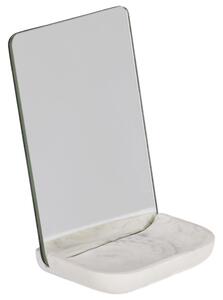 Kave Home Bílé kosmetické stolní zrcadlo LaForma Sharif s podstavcem 17,7 x 12 cm